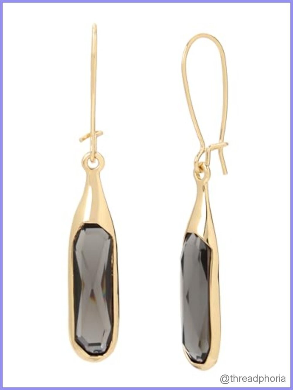 Faceted Stone Long Drop Earrings | Gold-Tone Metal | Shepherd Hook